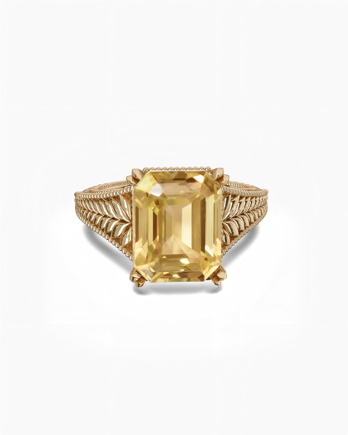 Victorian Engraved Ring In Sterling Silver With Citrine